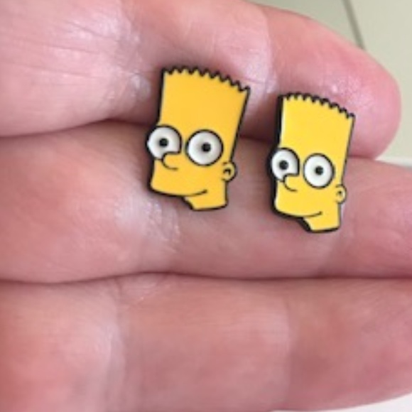 Yellow and Black Enamel and Metal Bart Simpson Earring Studs Item #336 - Picture 2 of 6